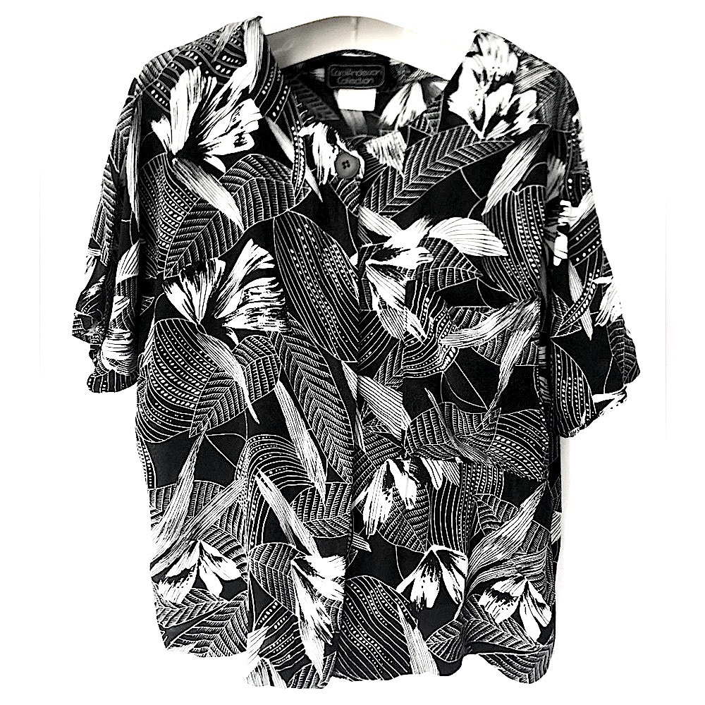Vintage Carol Anderson Collection Button Up Blouse Tropical Floral